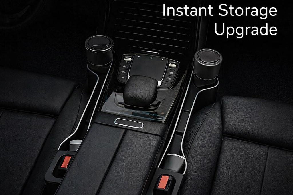 Auto Ease™ Dual Cup Seat Organizer – Front & Rear Storage Upgrade