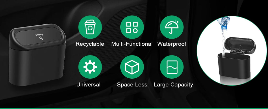 Auto Ease™ Compact Hanging Trash Bin with Flip-Top Lid