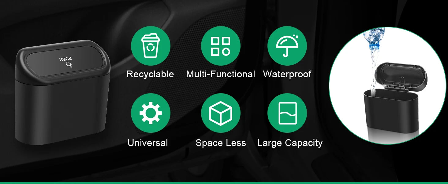 Auto Ease™ Compact Hanging Trash Bin with Flip-Top Lid