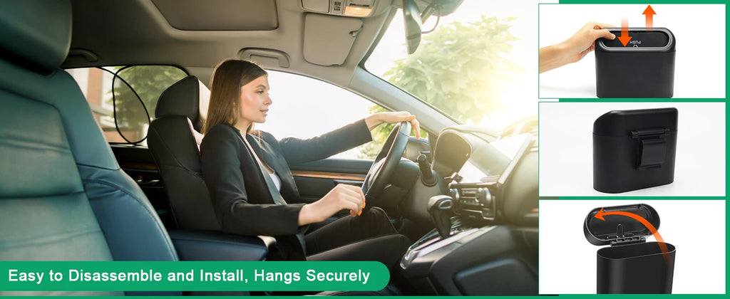 Auto Ease™ Compact Hanging Trash Bin with Flip-Top Lid