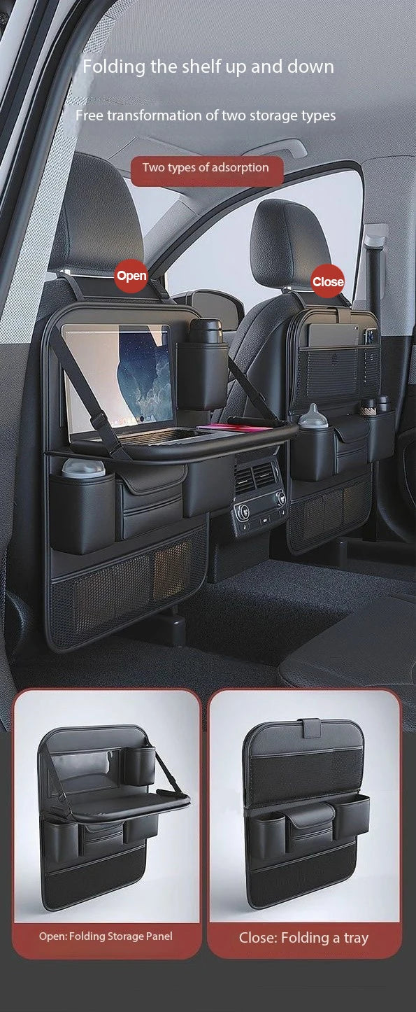 Auto Ease™ Foldable Seat Back Organizer with Integrated Tray Table